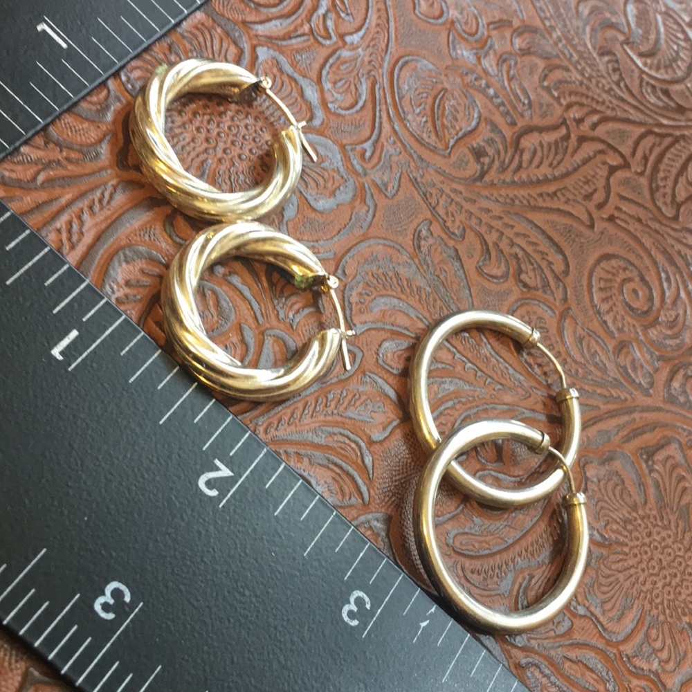 Nice Medium Size Sterling Hoops - image 1